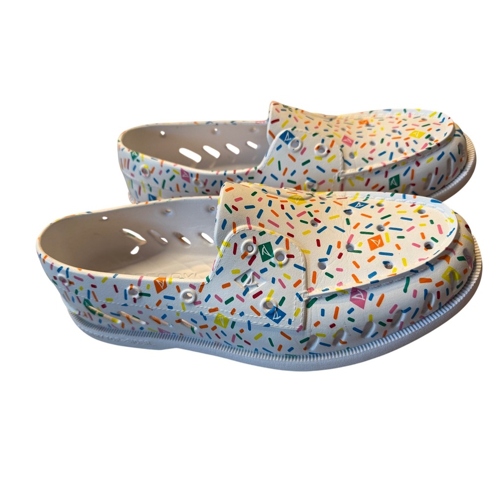 Sperry Authentic Original Float Boat Shoes White Multi Sprinkle Print Mens 9 - Picture 8 of 16